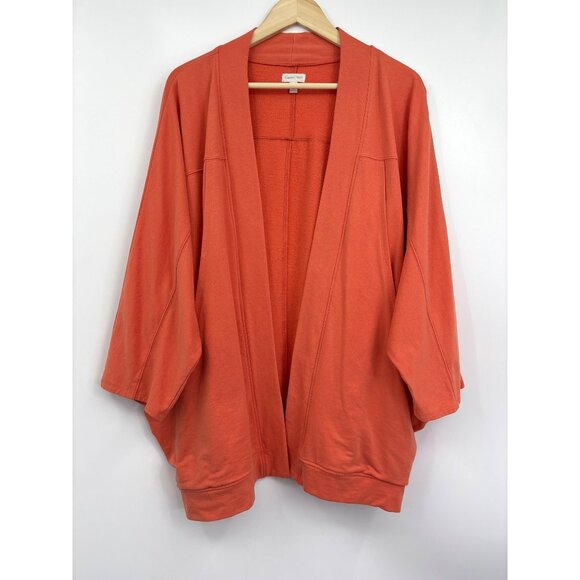 Garnet Hill Relaxed French Terry Cardigan Jacket Oversize Lagenlook Large - Picture 1 of 5
